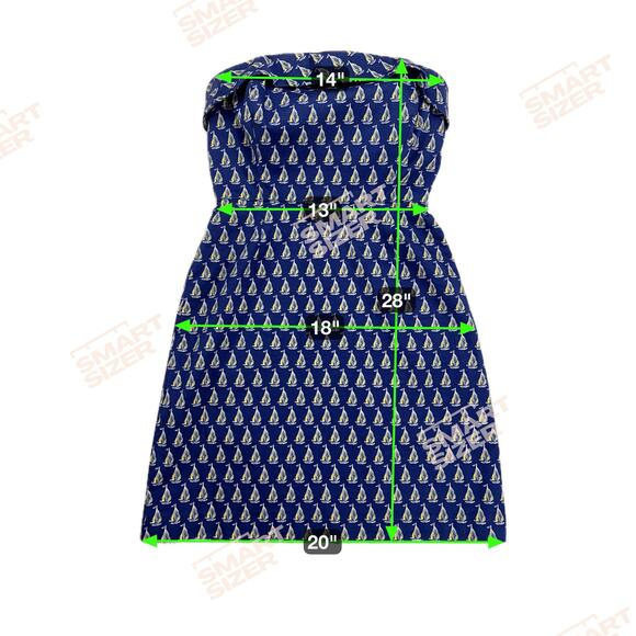 Vineyard Vines Cotton Boating Dress Navy Sailboats Strapless Sheath Size 2 - Picture 6 of 13